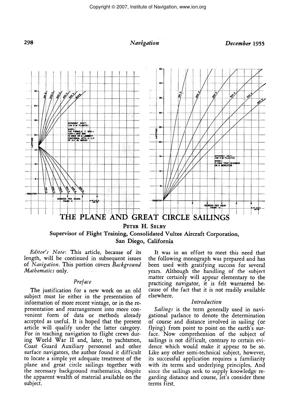 THE PLANE AND GREAT CIRCLE SAILINGS by PETER H. SELBY