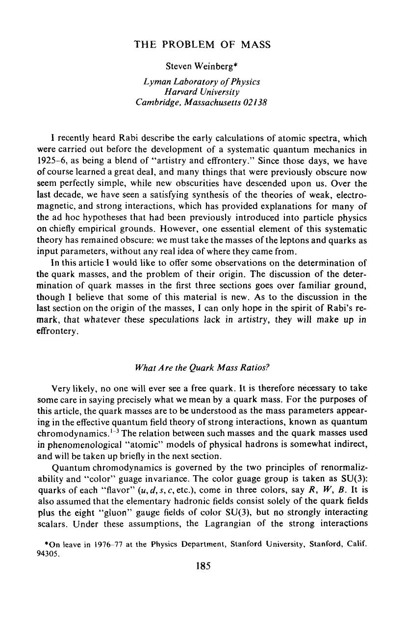 THE PROBLEM OF MASS by Unknown