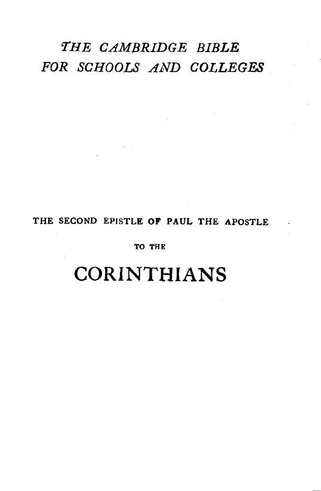 THE SECOND EPISTLE OF PAUL THE APOSTLE TO THE CORINTHIANS by A. PLUMMER