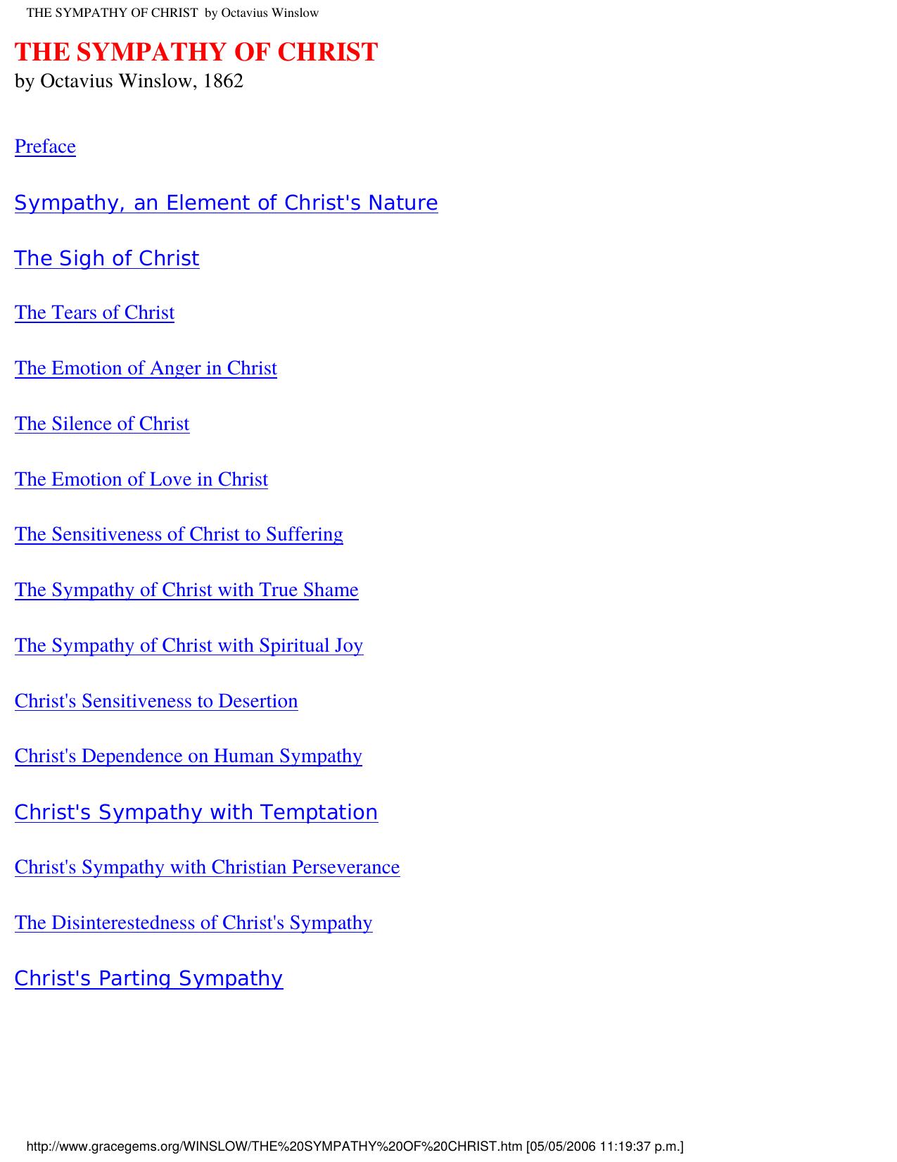 THE SYMPATHY OF CHRIST by Octavius Winslow by The Sympathy of Christ (b)