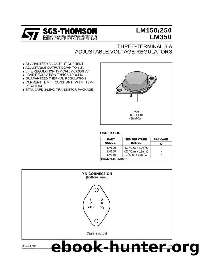 THREE-TERMINAL 3 A ADJUSTABLE VOLTAGE REGULATORS by SGS-THOMSON Microelectronics