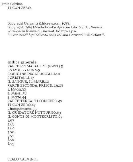 TI CON ZERO by Calvino Italo