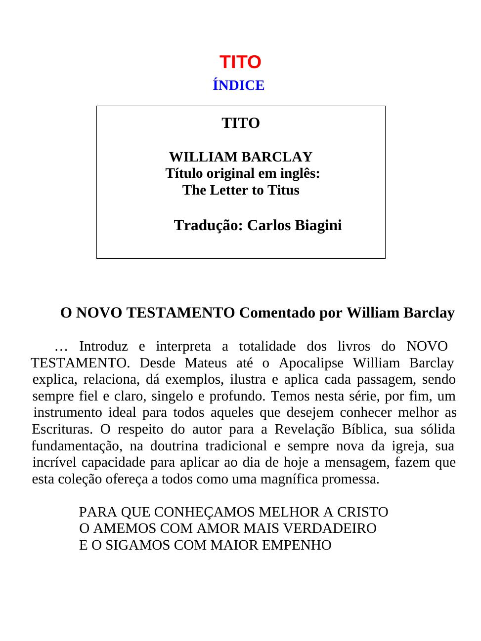 TITO (William Barclay) by Carlos Biagini
