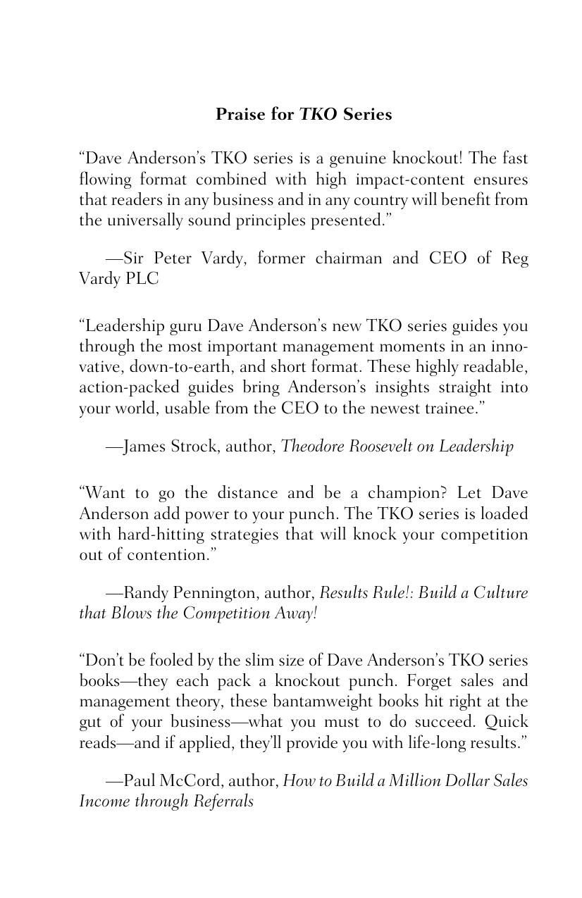 TKO Management!: Ten Knockout Strategies for Becoming the Manager Your People Deserve by Dave Anderson(auth.)