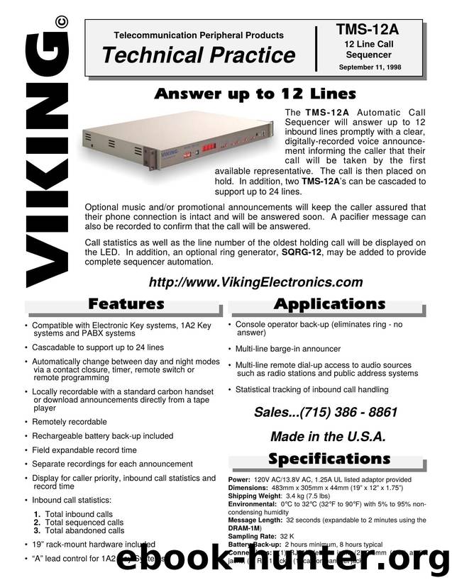 TMS-12A Technical Practice by Viking Electronics Inc