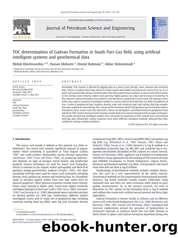 TOC determination of Gadvan Formation in South Pars Gas field, using artificial intelligent systems and geochemical data by Mehdi Khoshnoodkia & Hassan Mohseni & Omeid Rahmani & Akbar Mohammadi