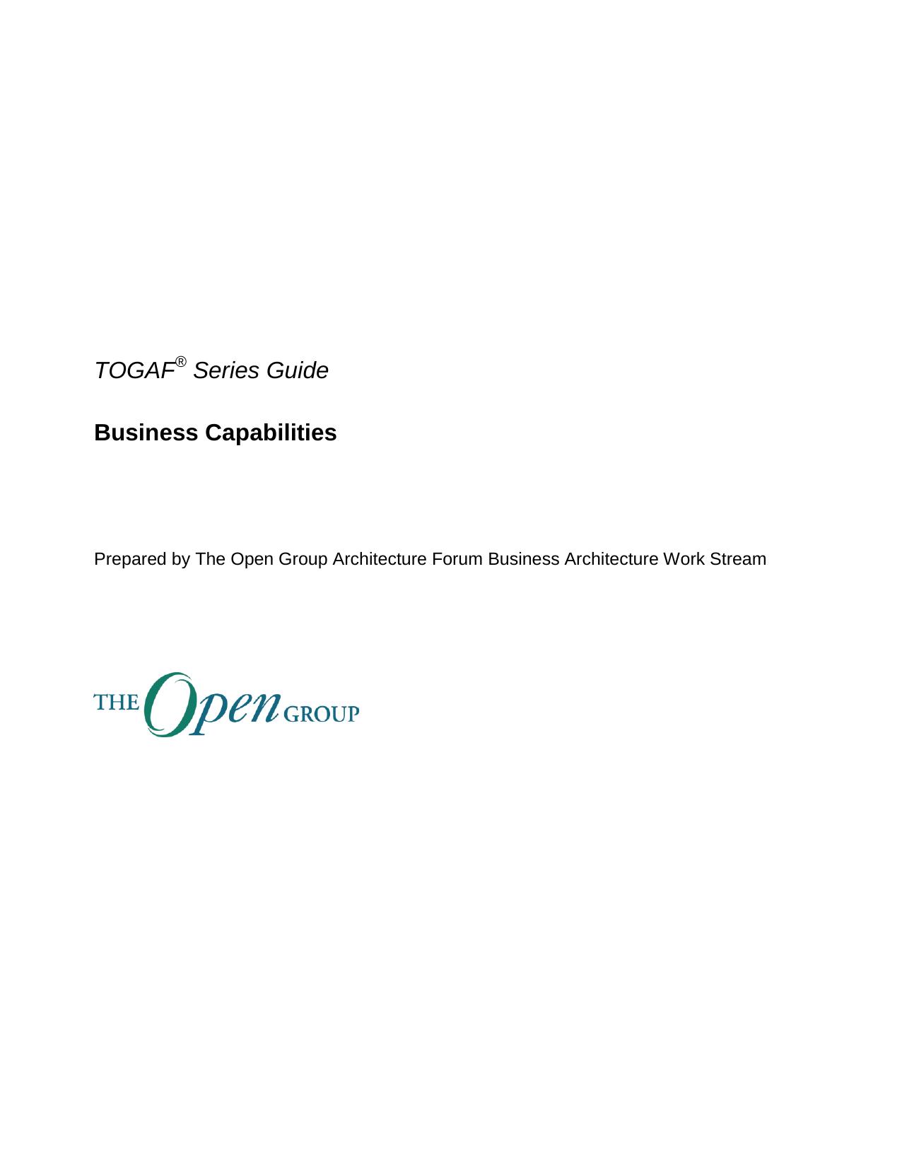 TOGAF Business Capabilities Guide by The Open Group