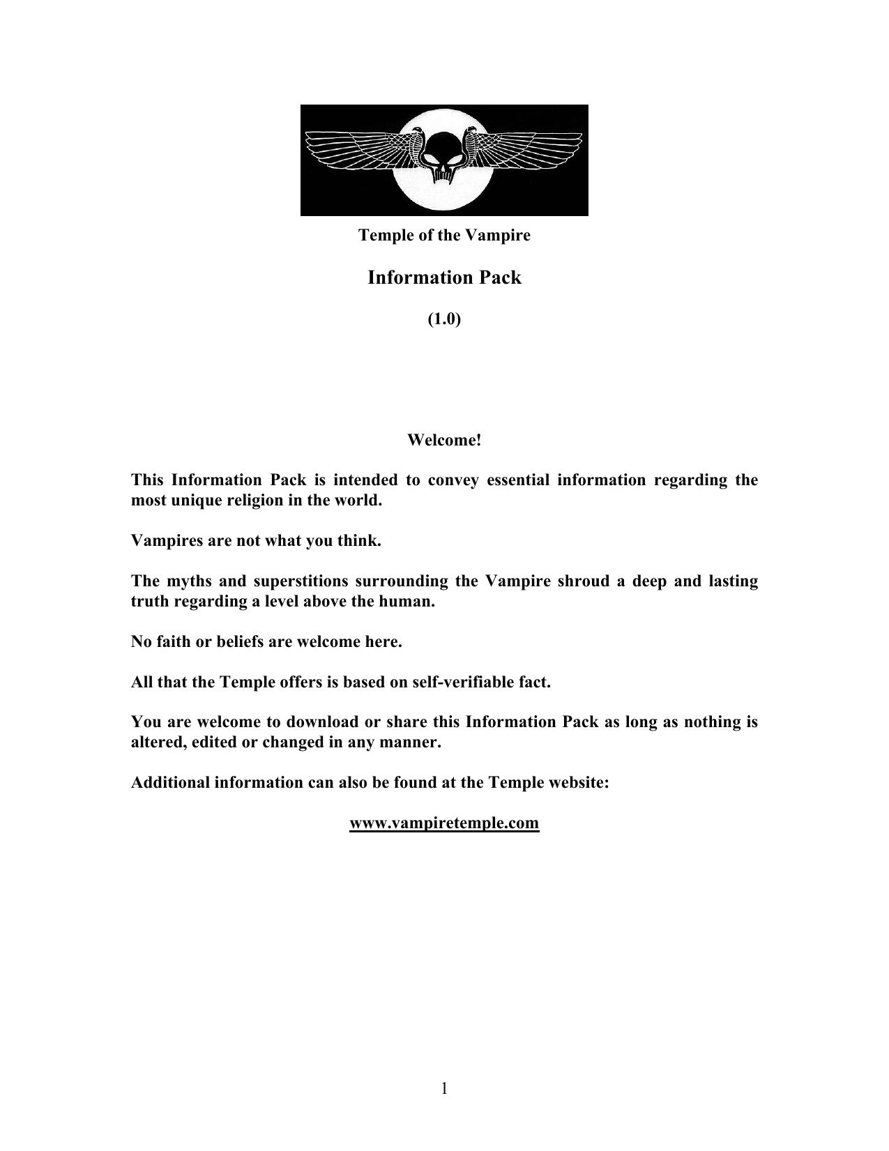 TOV Info Pack (1.0) by Temple of the Vampire