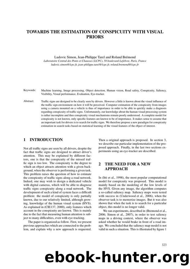 TOWARDS THE ESTIMATION OF CONSPICUITY WITH VISUAL PRIORS by Ludovic Simon Jean-Philippe Tarel & Roland Brémond