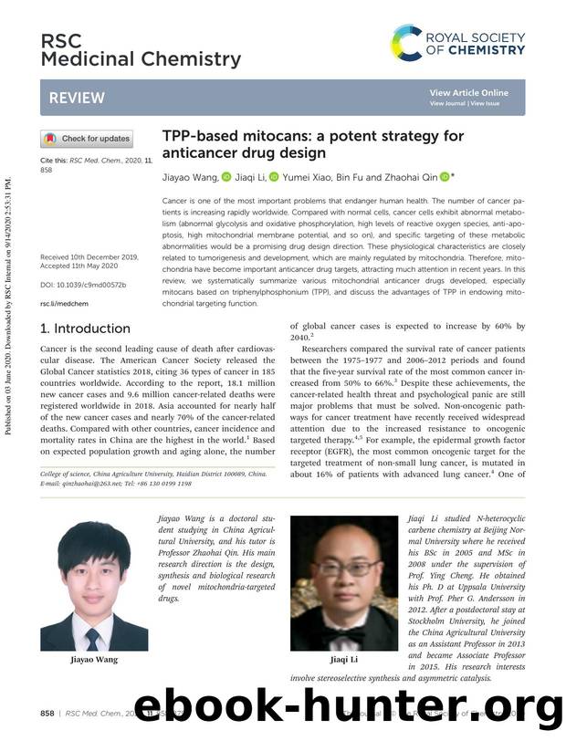 TPP-based mitocans: a potent strategy for anticancer drug design by Jiayao Wang & Jiaqi Li & Yumei Xiao & Bin Fu & Zhaohai Qin