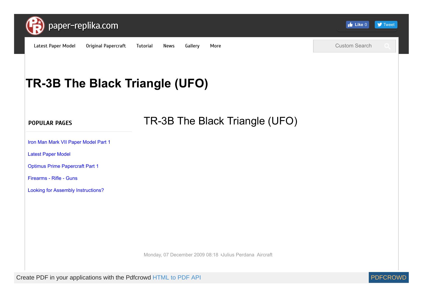 TR-3B The Black Triangle (UFO) by Unknown