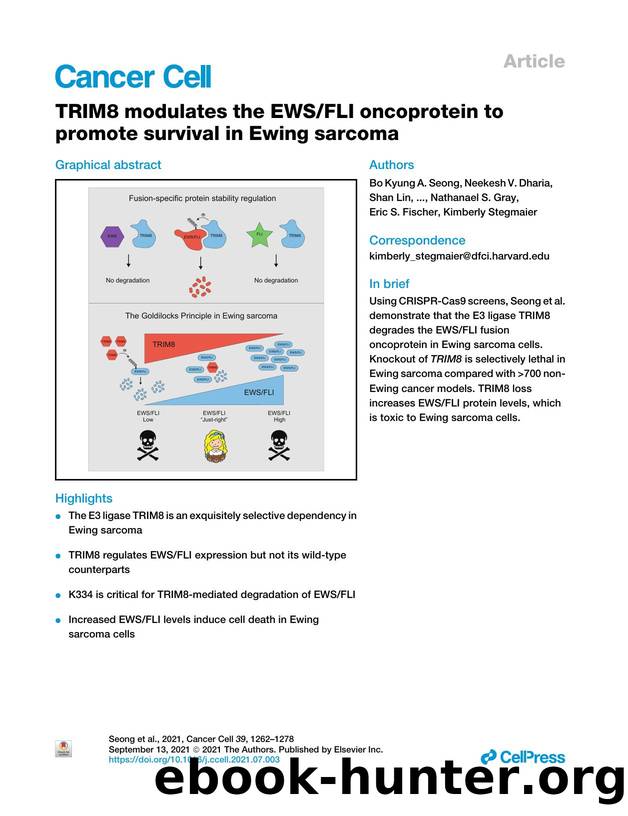 TRIM8 modulates the EWSFLI oncoprotein to promote survival in Ewing sarcoma by unknow