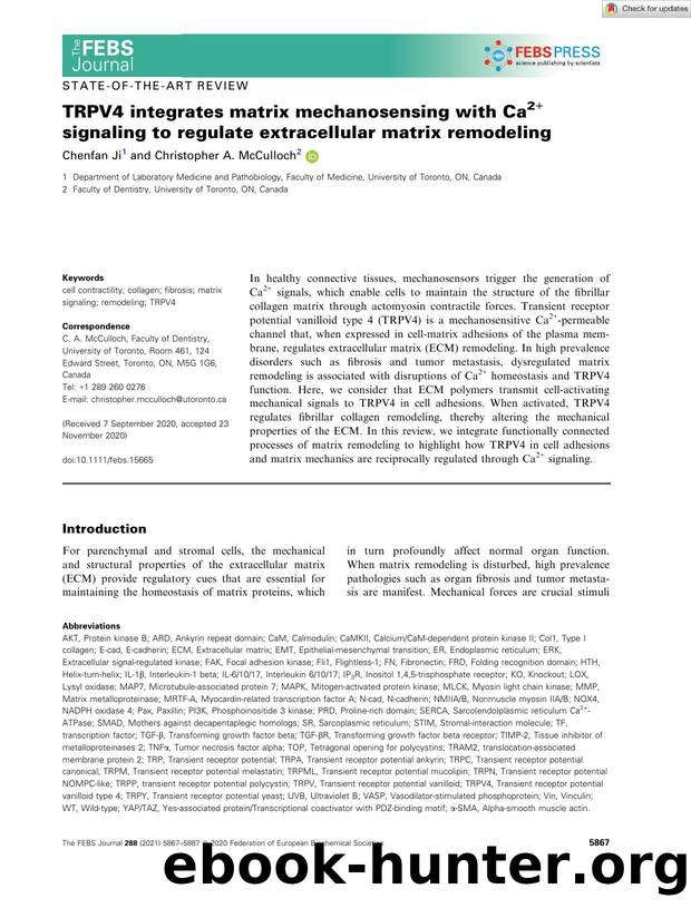 TRPV4 integrates matrix mechanosensing with Ca2+ signaling to regulate extracellular matrix remodeling by Unknown