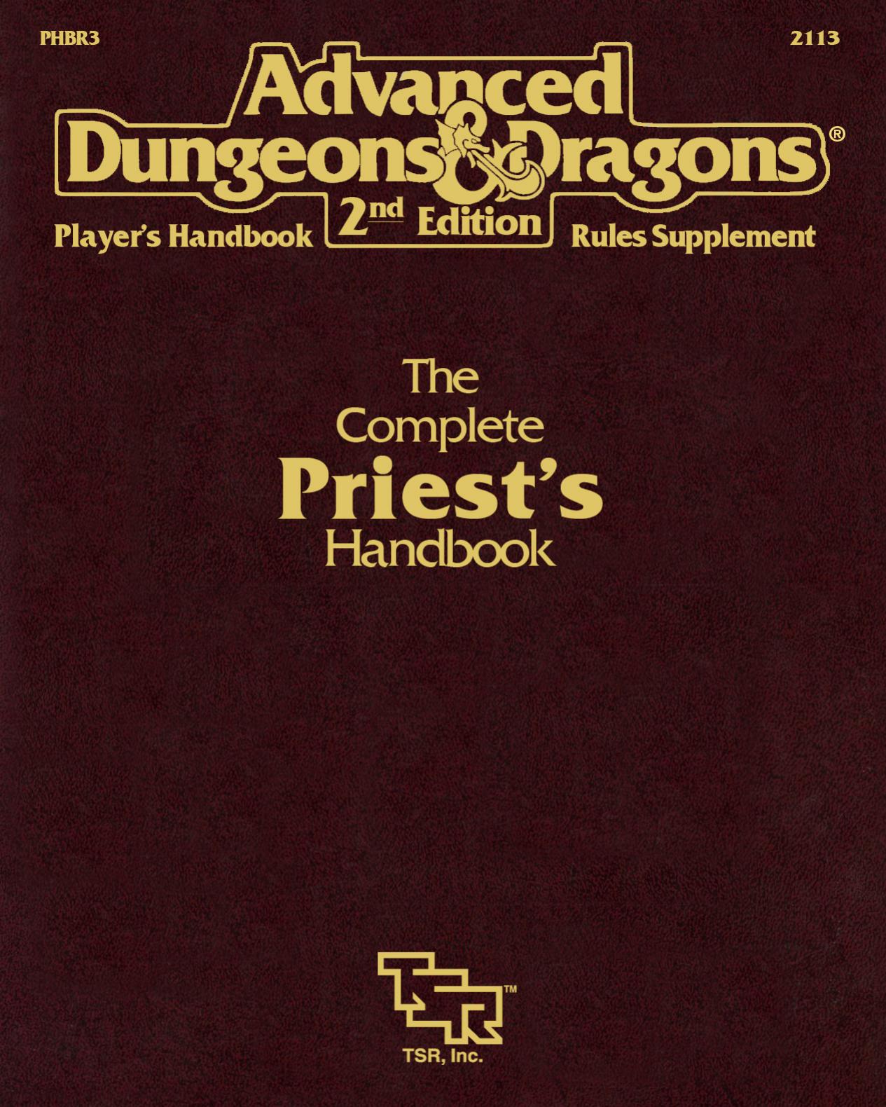 TSR 2113 PHBR3 The Complete Priest's Handbook by Unknown