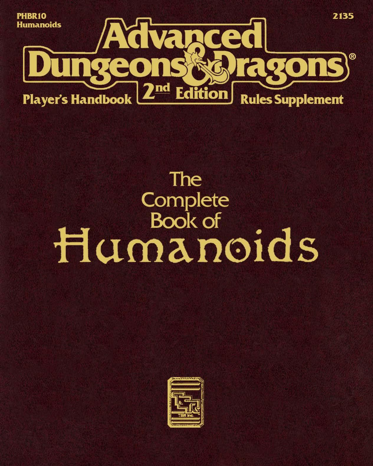 TSR 2135 PHBR10 The Complete Book of Humanoids by Unknown