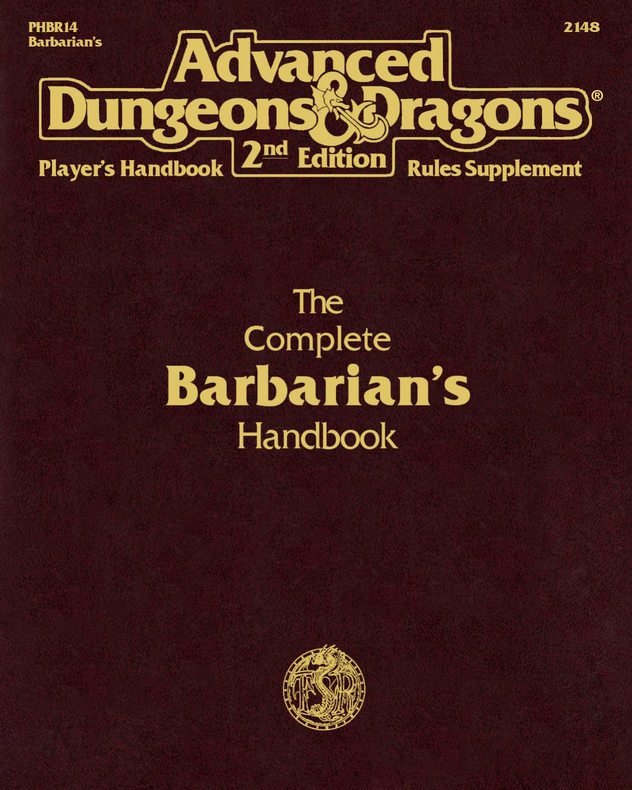 TSR 2148 PHBR14 The Complete Barbarian's Handbook by Unknown