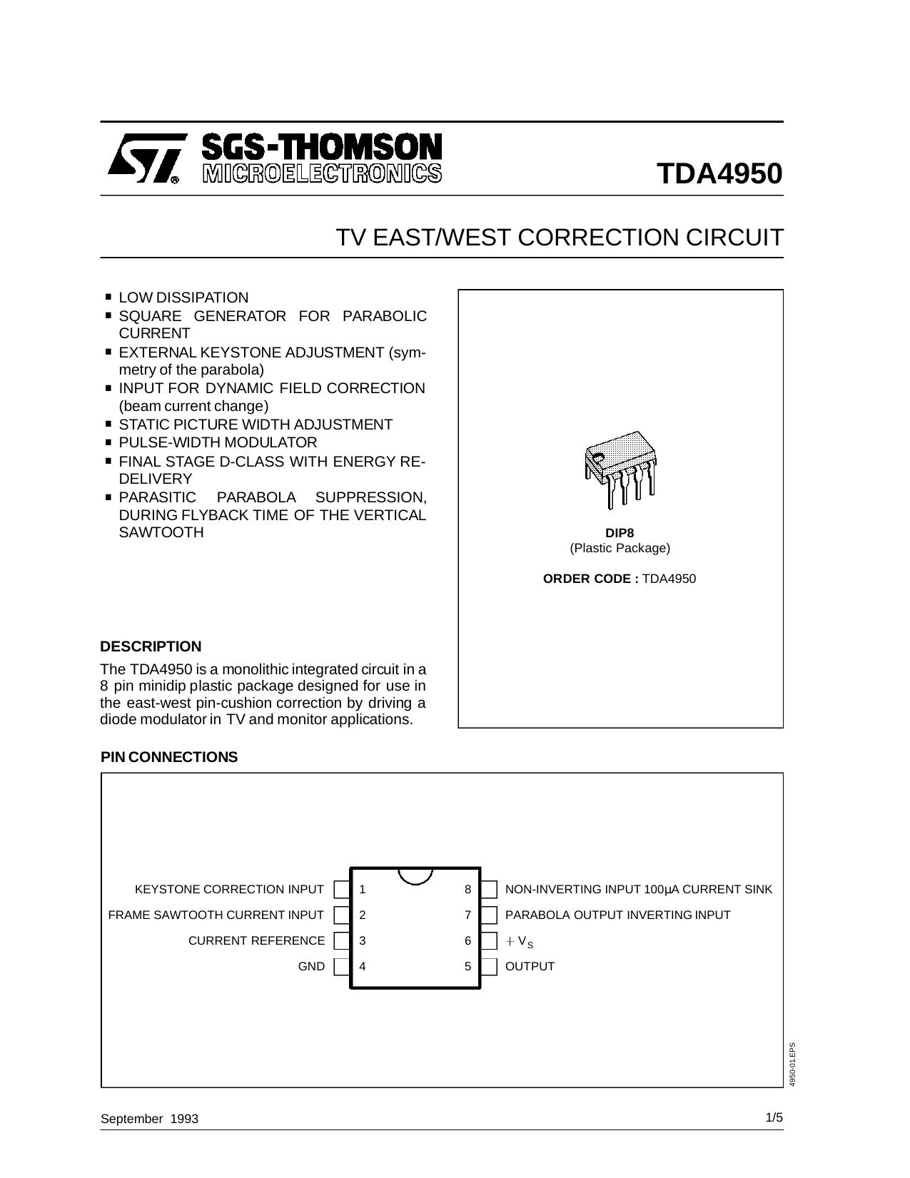 TV EASTWEST CORRECTION CIRCUIT by SGS-THOMSON Microelectronics