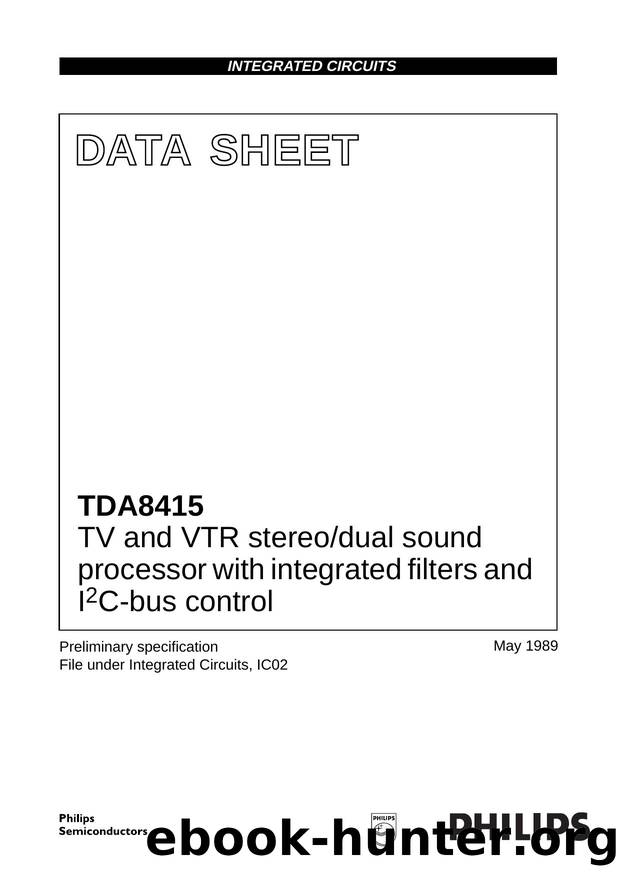 TV and VTR stereodual sound processor with integrated filters and I 2 C-bus control by Philips Semiconductors