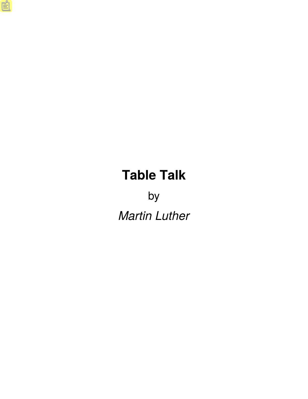 Table Talk by Martin Luther