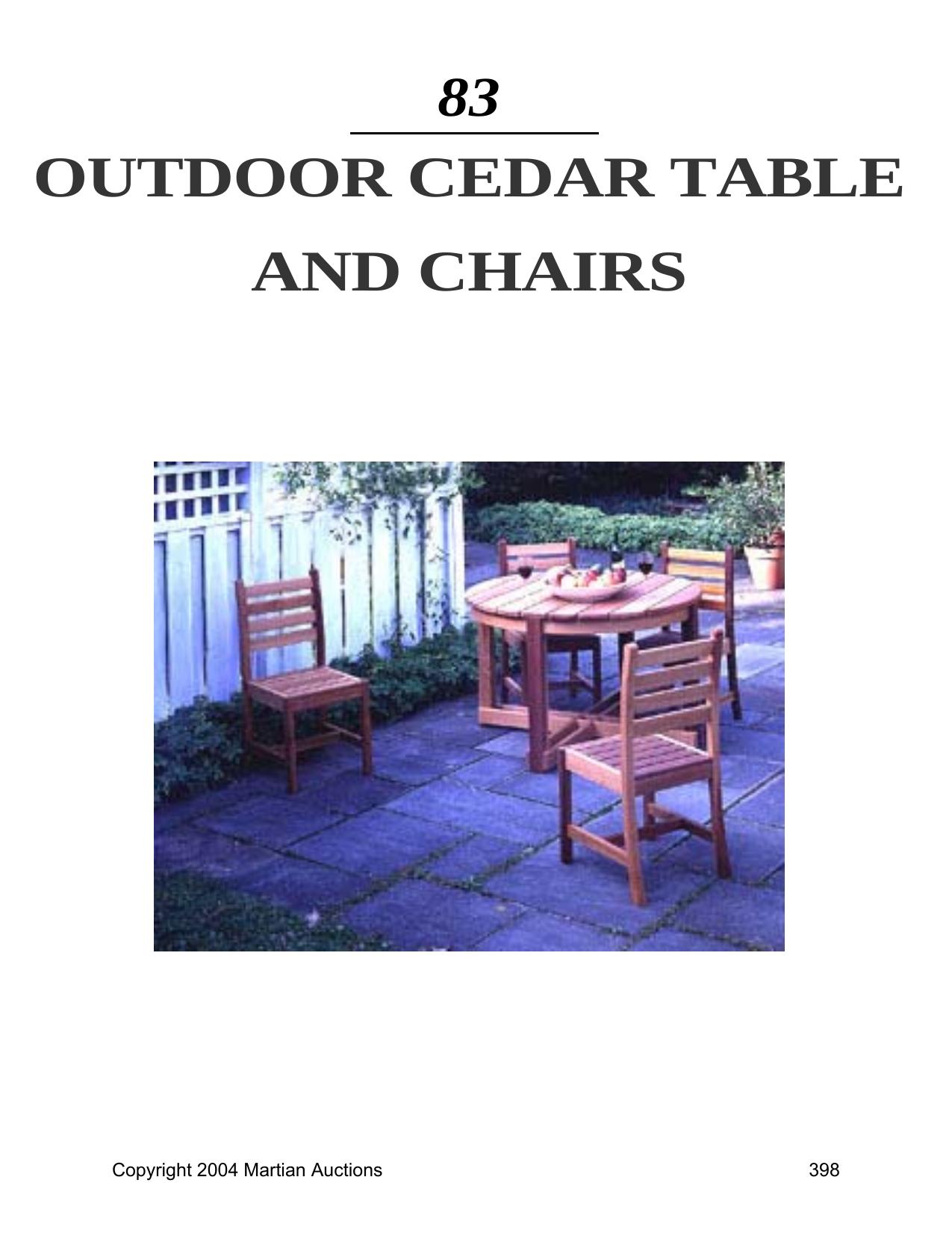 Table by Outdoor Cedar Table & Chairs