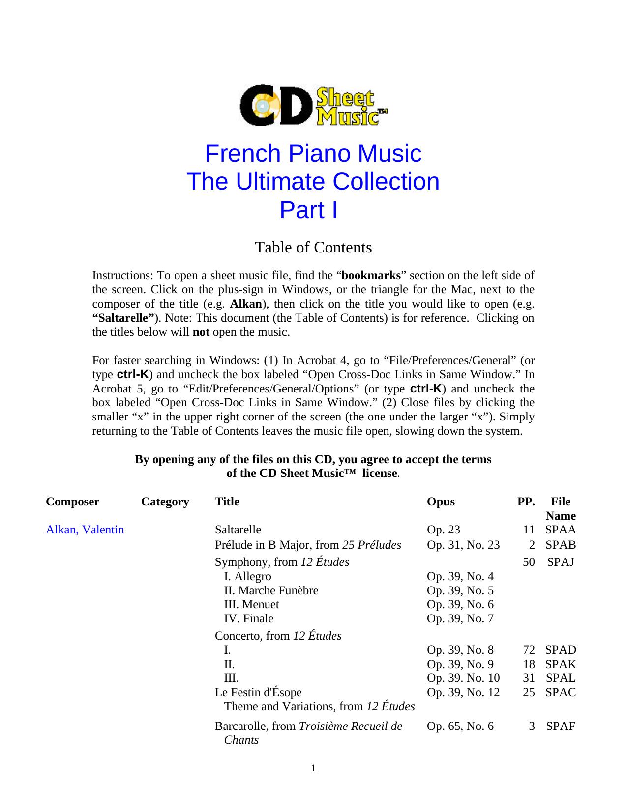 Table of Contents (French Piano Music) by RENAMEDBYADMWHILEHIDDENTOALLOWDUPLICATEACCELERATORS