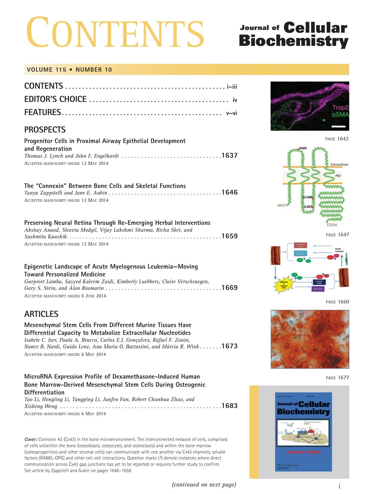 Table of Contents: Volume 115, Number 10 by Unknown