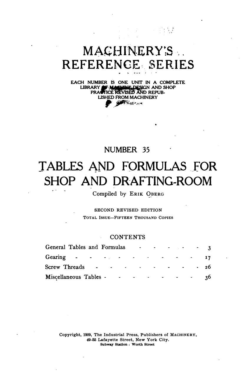 Tables and Formulas for Shop and Drafting-room by Erik Oberg
