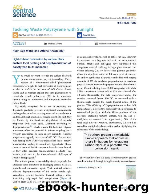 Tackling Waste Polystyrene with Sunlight by Hyun Suk Wang (ORCID: g/0000-0002-2515-3906) & Athina Anastasaki (ORCID: g/0000-0002-6615-1026)