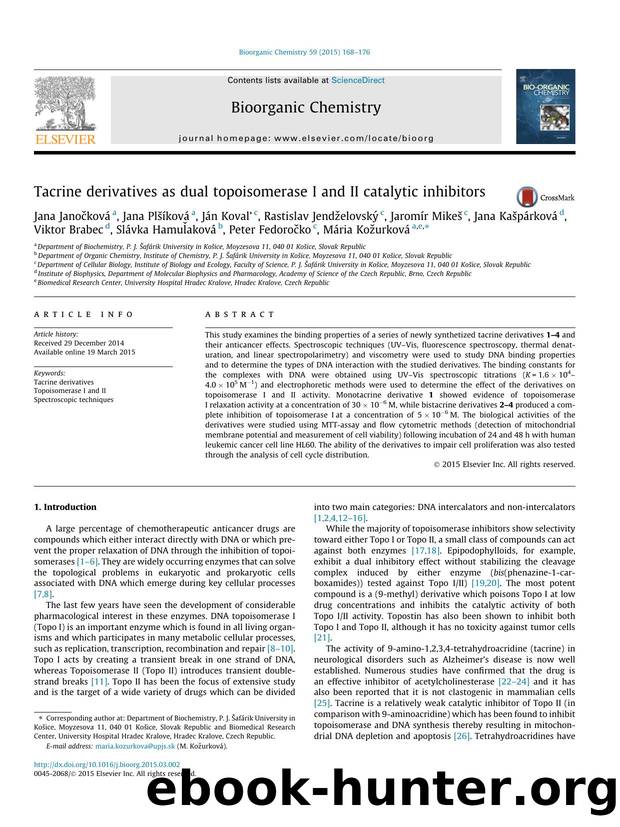Tacrine derivatives as dual topoisomerase I and II catalytic inhibitors by unknow