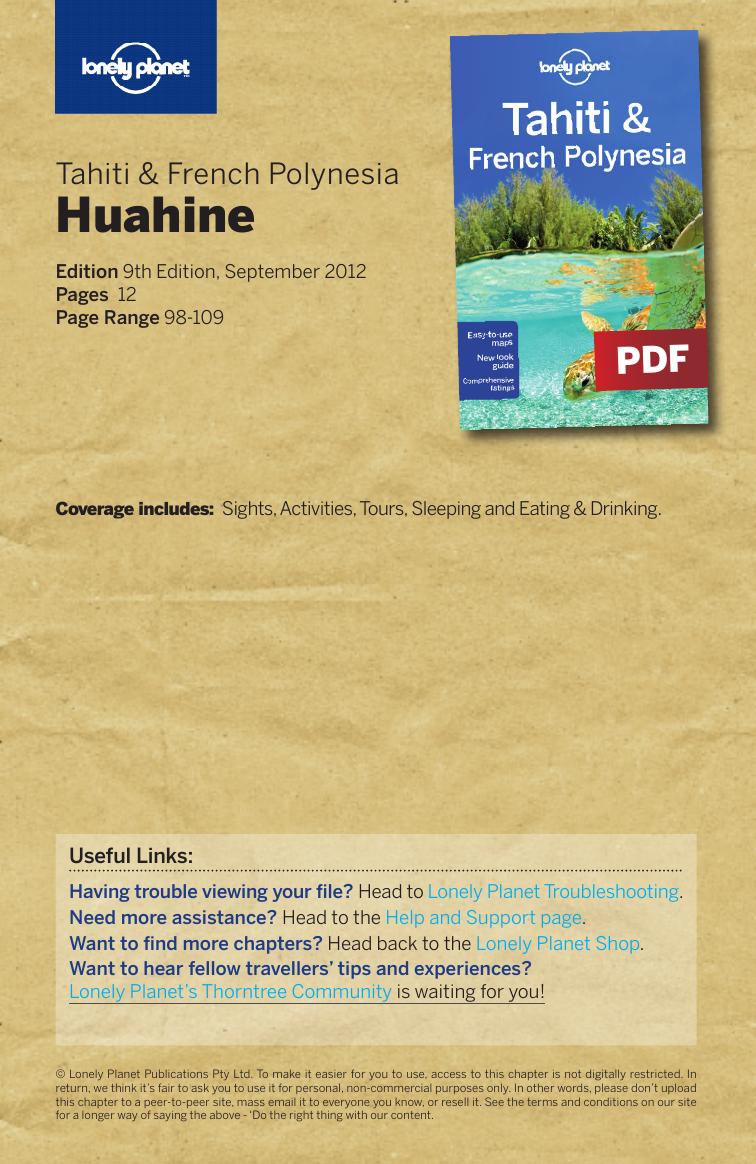 Tahiti French Polynesia 9 - Huahine (Chapter) by Lonely Planet