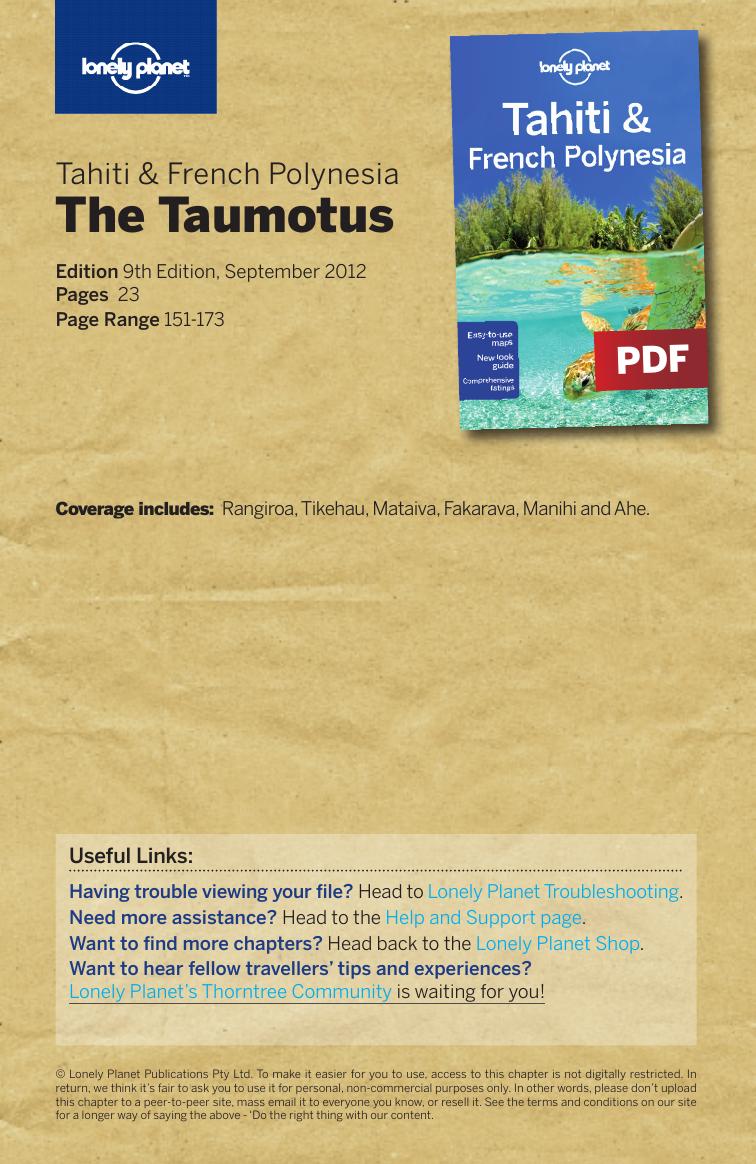 Tahiti French Polynesia 9 - Tuamotus (Chapter) by Lonely Planet