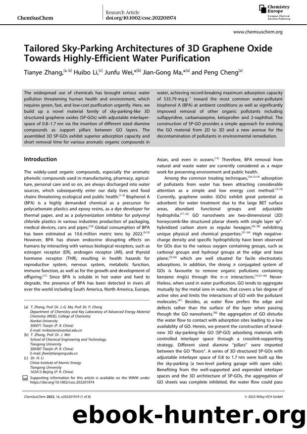 Tailored SkyâParking Architectures of 3D Graphene Oxide Towards HighlyâEfficient Water Purification by Unknown