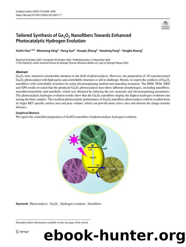 Tailored Synthesis of Ga2O3 Nanofibers Towards Enhanced Photocatalytic Hydrogen Evolution by Huilin Hou & Wenxiang Yang & Hong Sun & Huaqin Zhang & Xiaolong Feng & Yongbo Kuang