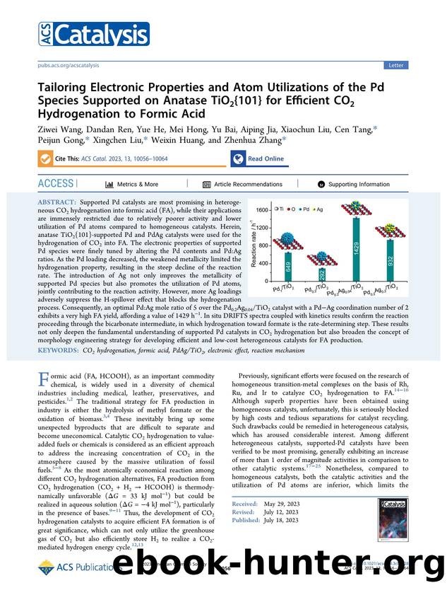 Tailoring Electronic Properties and Atom Utilizations of the Pd Species Supported on Anatase TiO2{101} for Efficient CO2 Hydrogenation to Formic Acid by unknow