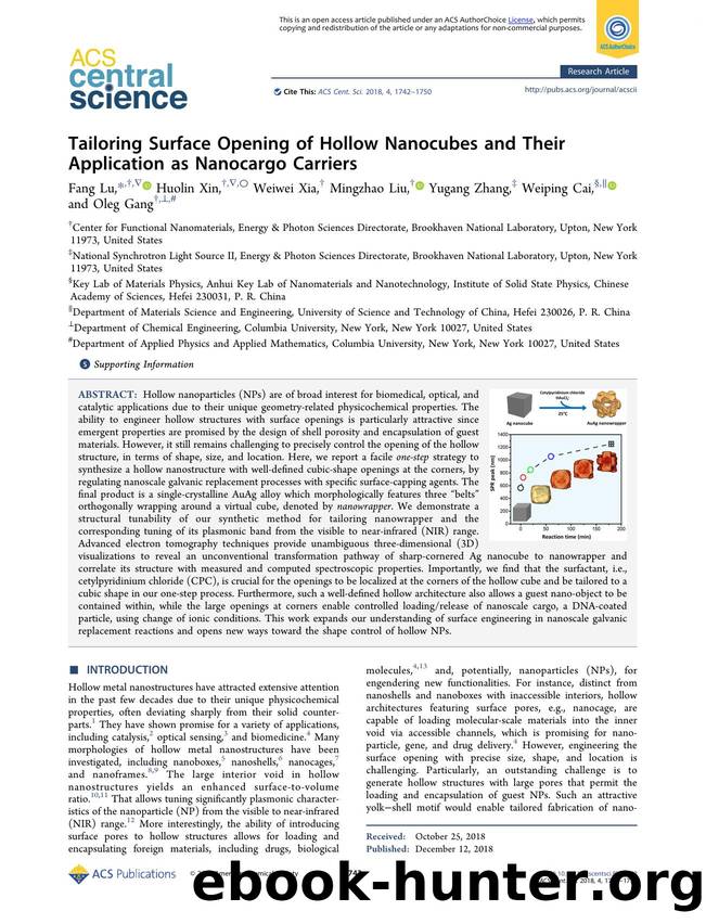 Tailoring Surface Opening of Hollow Nanocubes and Their Application as Nanocargo Carriers by unknow