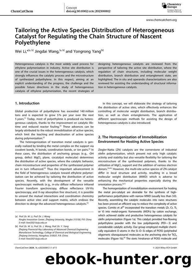 Tailoring the Active Species Distribution of Heterogeneous Catalyst for Regulating the Chain Structure of Nascent Polyethylene by Unknown