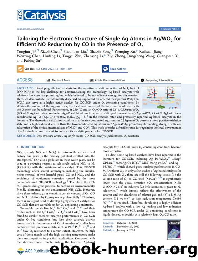 Tailoring the Electronic Structure of Single Ag Atoms in AgWO3 for Efficient NO Reduction by CO in the Presence of O2 by unknow
