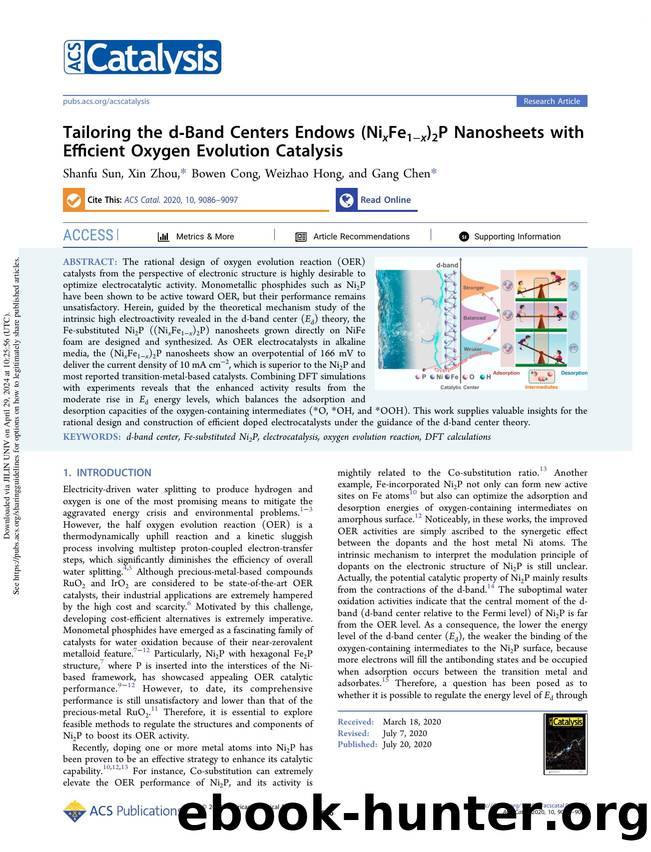 Tailoring the d-Band Centers Endows (NixFe1âx)2P Nanosheets with Efficient Oxygen Evolution Catalysis by Shanfu Sun Xin Zhou Bowen Cong Weizhao Hong & Gang Chen
