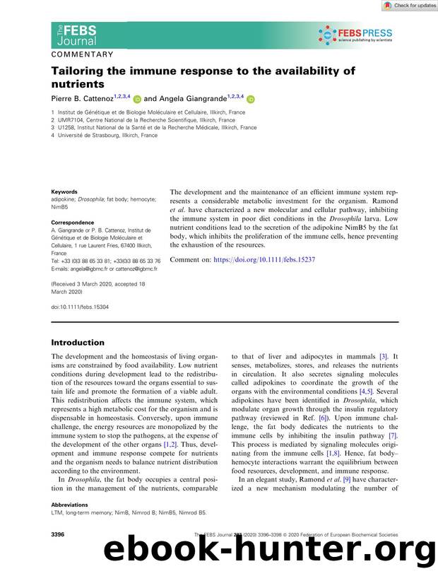Tailoring the immune response to the availability of nutrients by Unknown