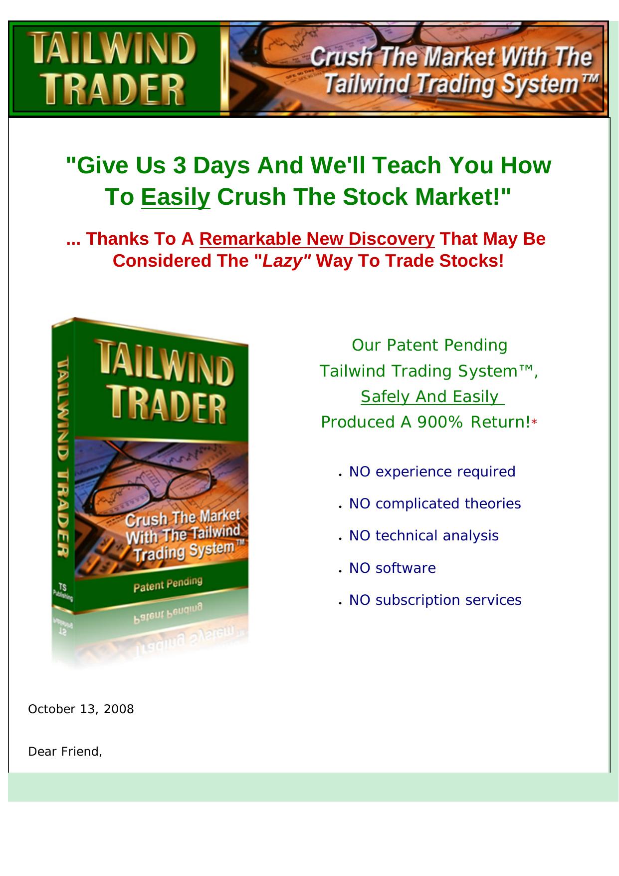 Tailwind Trading System - New Breakthrough Stock Trading System. by Best of Kuszter's Collection