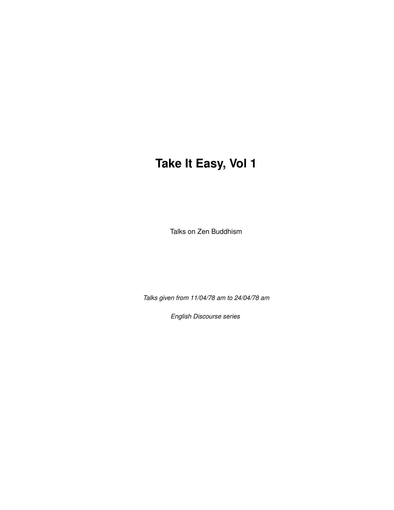 Take It Easy, Vol 01 by unknow