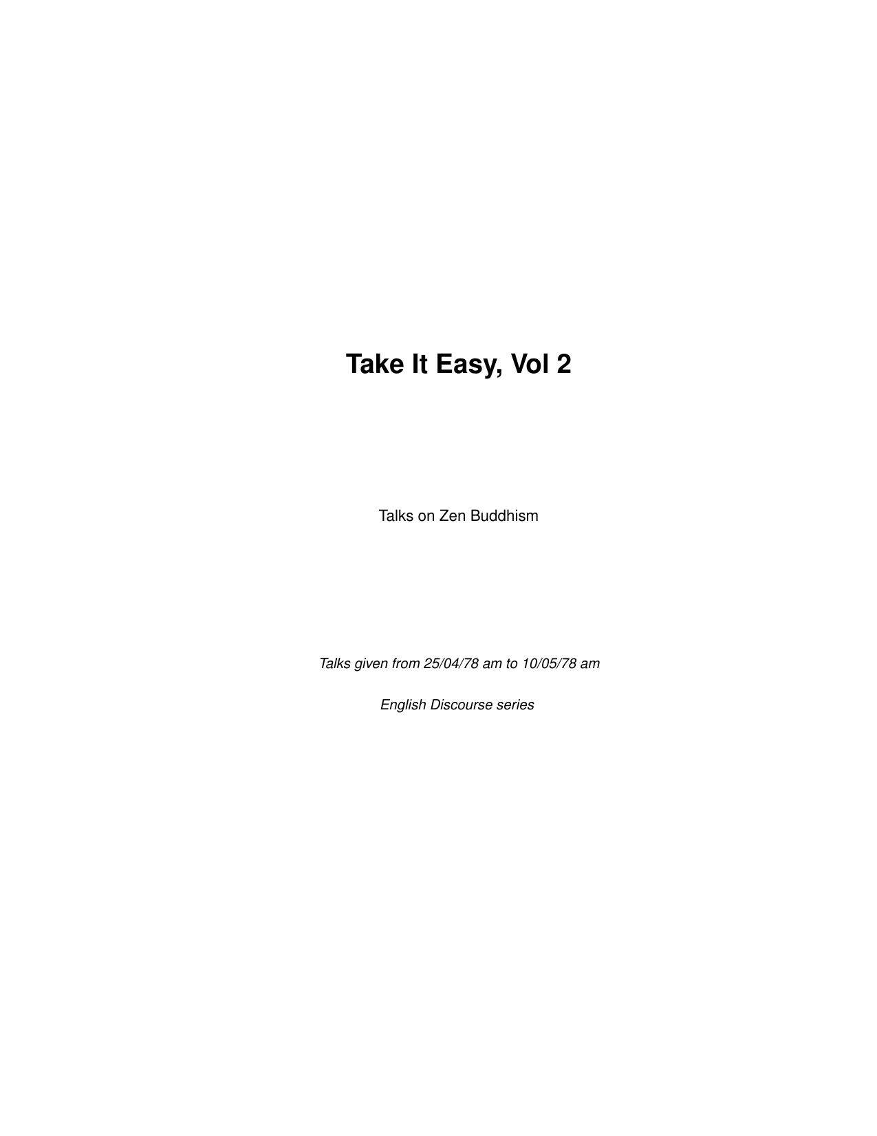 Take It Easy, Vol 2 by Unknown