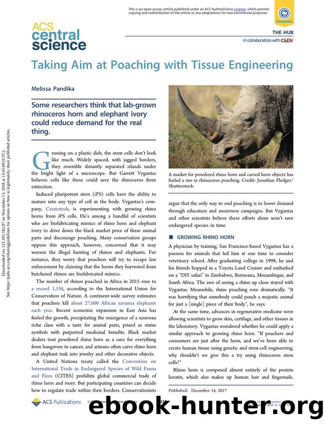 Taking Aim at Poaching with Tissue Engineering by Melissa Pandika