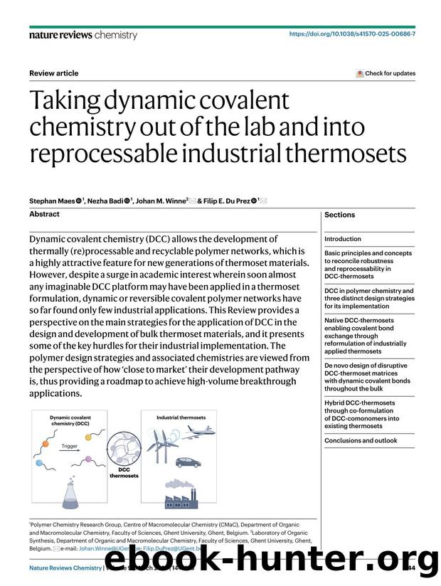 Taking dynamic covalent chemistry out of the lab and into reprocessable industrial thermosets by Stephan Maes & Nezha Badi & Johan M. Winne & Filip E. Du Prez