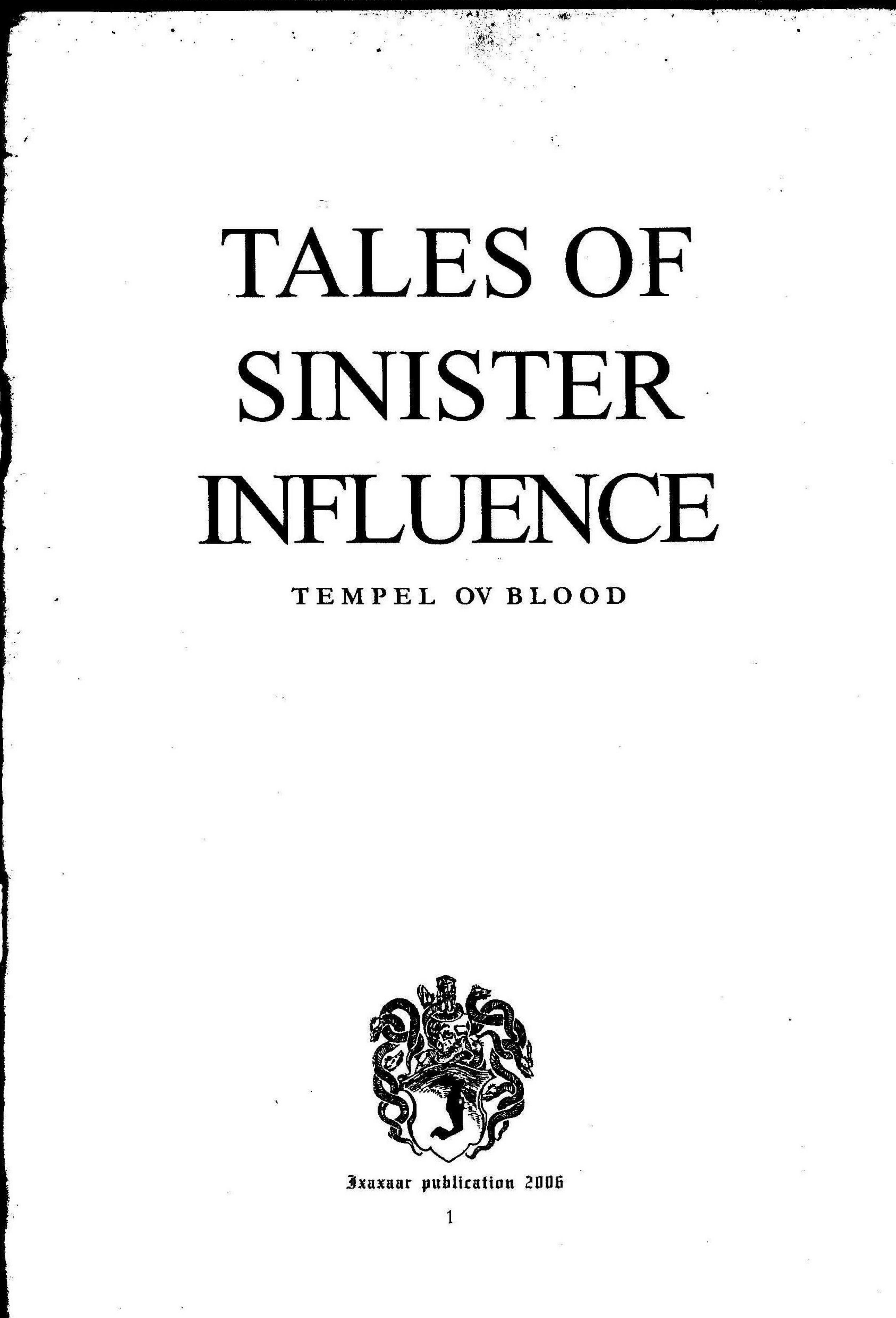 Tales of Sinister Influence by Unknown