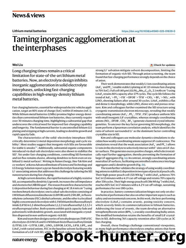Taming inorganic agglomeration at the interphases by Wei Liu