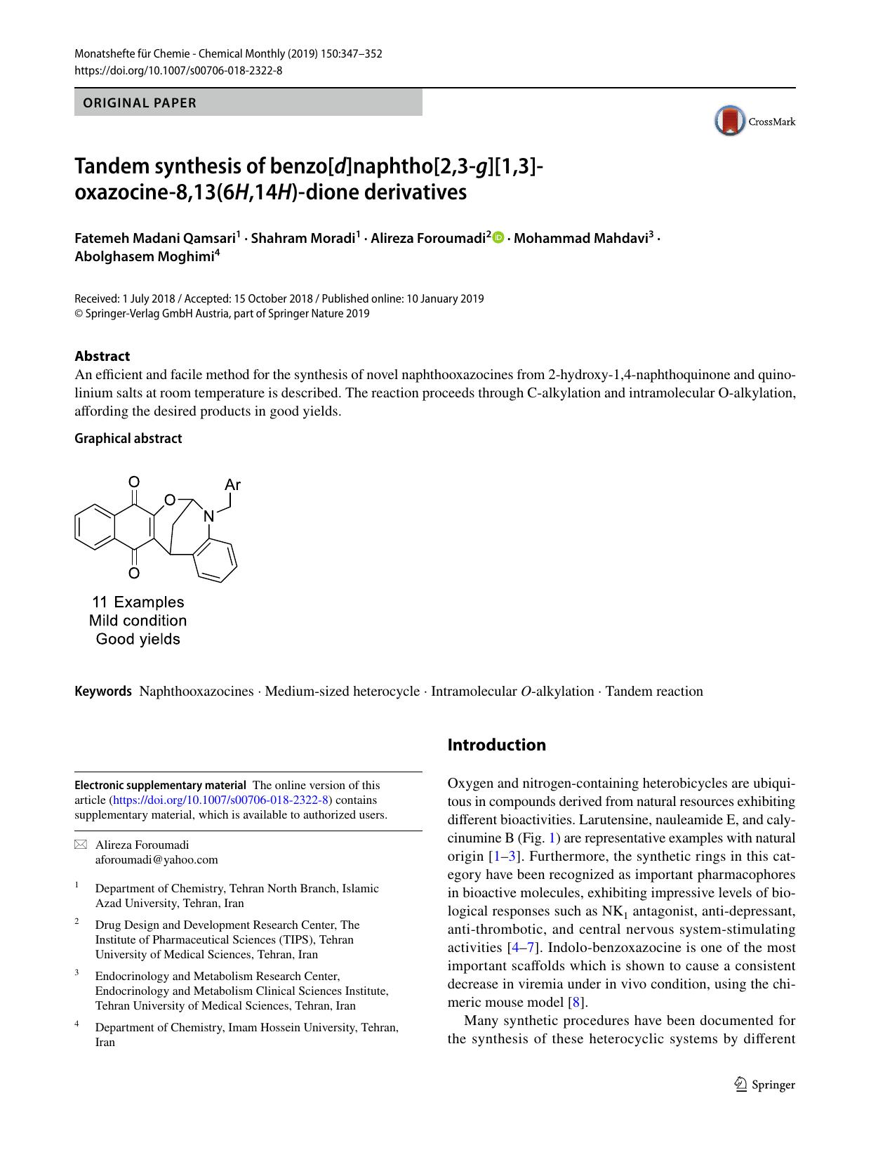 Tandem synthesis of benzo[d]naphtho[2,3-g][1,3]oxazocine-8,13(6H,14H)-dione derivatives by unknow
