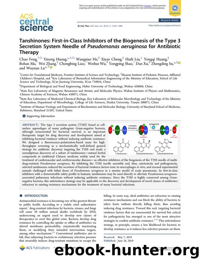 Tanshinones: First-in-Class Inhibitors of the Biogenesis of the Type 3 Secretion System Needle of Pseudomonas aeruginosa for Antibiotic Therapy by unknow
