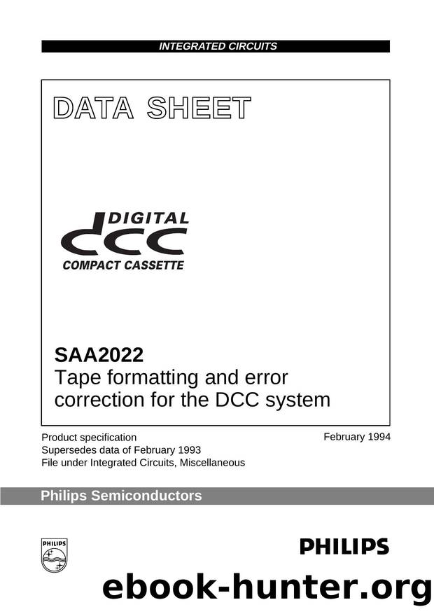 Tape formatting and error correcting for the DCC system by Philips Semiconductors