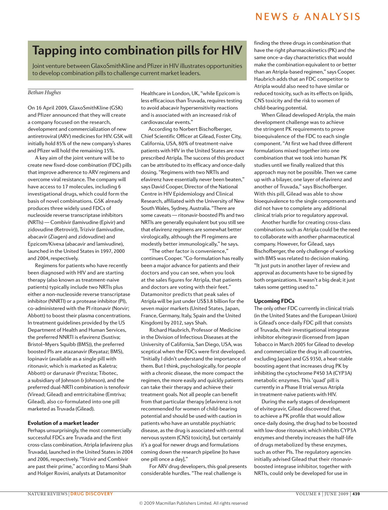 Tapping into combination pills for HIV by Bethan Hughes